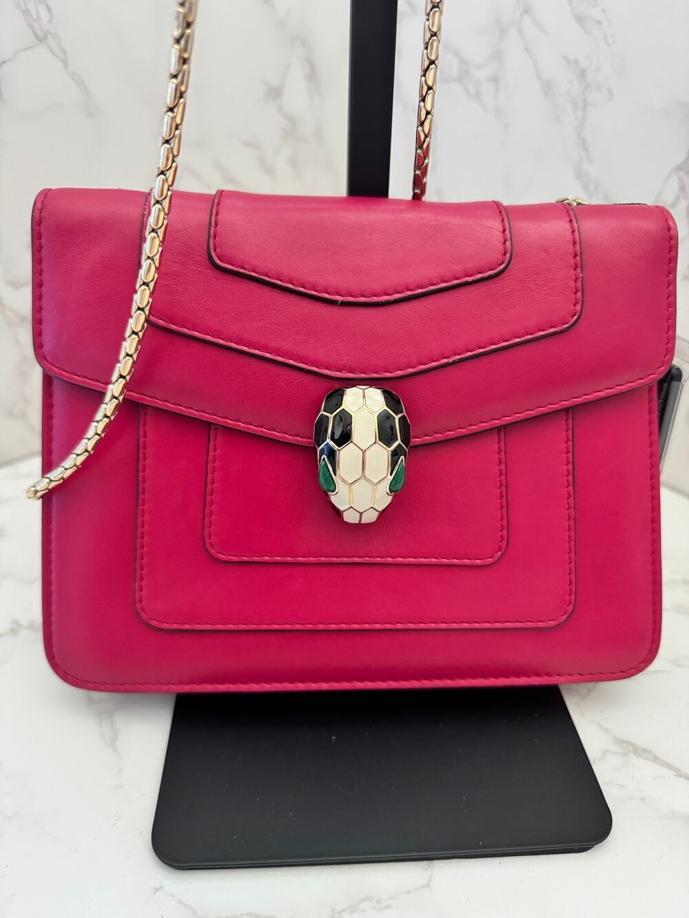 Bvlgari Serpenti Forever Dark Pink Chain Shoulder Bag